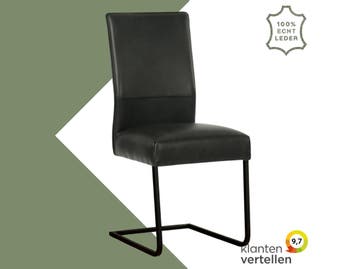Leren eetkamerstoel Remix - Granada Black (zwart) -, Huis en Inrichting, Stoelen, Zwart, Nieuw, Ophalen of Verzenden, Eén