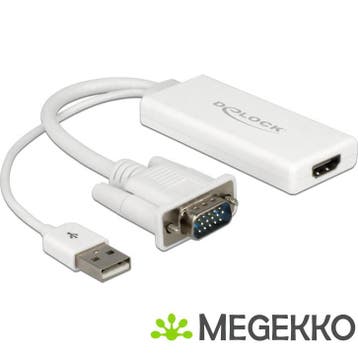 Delock 62460 VGA naar HDMI Adapter met Audio wit, Verzenden, Nieuw