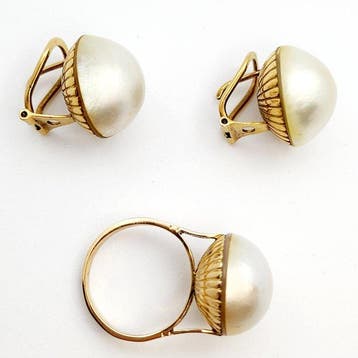 Ensemble de bijoux 2 pièces - 18 carats Or jaune Perle -