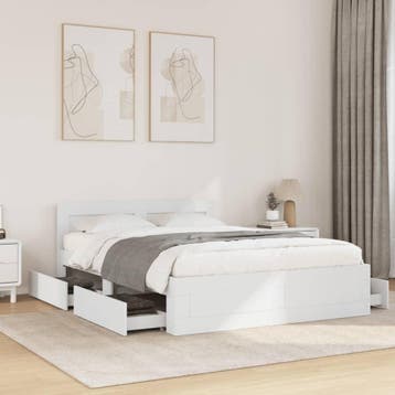 vidaXL Bedframe met hoofdeinde zonder matras 140x200 cm wit, Huis en Inrichting, Slaapkamer | Bedden, Verzenden, Nieuw