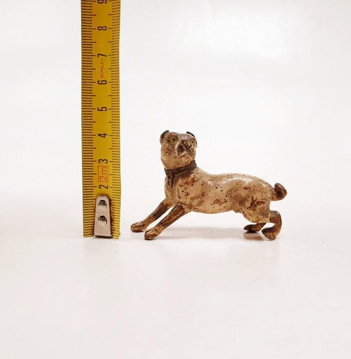 sculptuur, Figurine chien bouledogue molosse - 4.5 cm -, Antiquités & Art, Antiquités | Céramique & Poterie