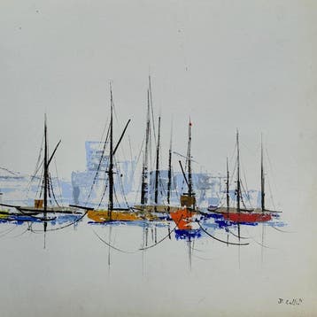 Jean Pierre Collin (1935-2025) - Marine avec Bateaux - 12