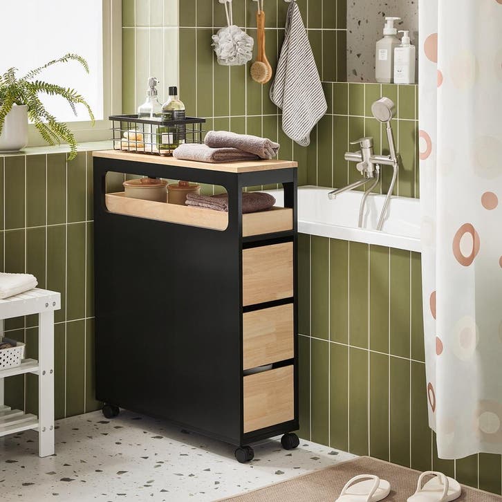2dekans | SoBuy Archiefkast - BZR54-SCH - MDF & Bamboe -, Maison & Meubles, Cuisine | Ustensiles de cuisine, Enlèvement ou Envoi