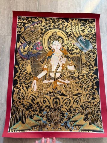 Chef-dœuvre en thangka de Tara blanche - XXIe siècle