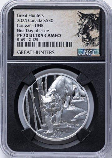 Canada. 20 Dollars 2024, 1 Oz Great Hunters: Cougar, Ultra