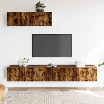 vidaXL 3-delige Tv-meubelset bewerkt hout gerookt, Verzenden