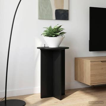 vidaXL Plantenstand 2 st Zwart Ø40 x 60 cm Bewerkt hout, Tuin en Terras, Verzenden, Nieuw