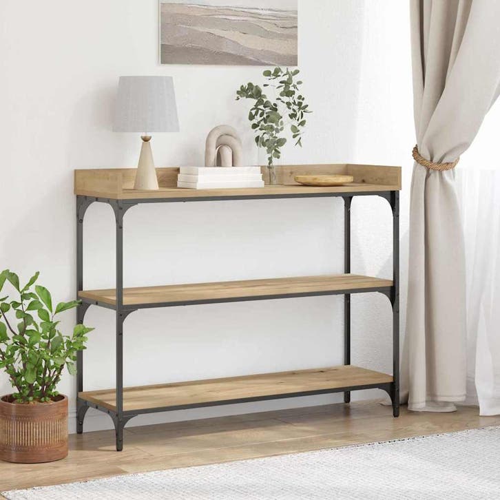 vidaXL Console Tafel artisanaal eikenkleurig 100 x 30 x 80, Huis en Inrichting, Tafels | Bijzettafels, Nieuw, Verzenden