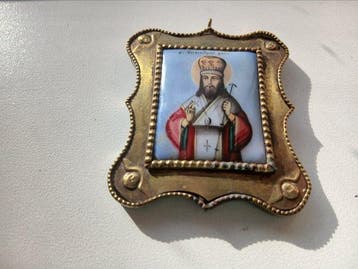 Reis-icoon - Finift. Heilige Dimitriy Mitropolit Rostovskiy