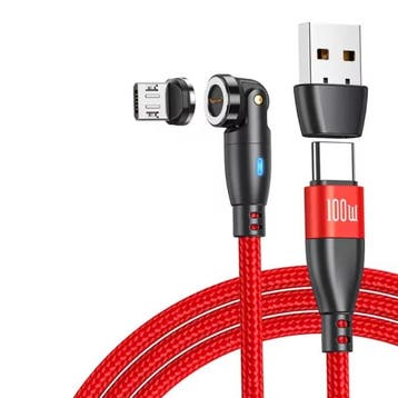 USB Type C naar Micro-USB Magnetische Oplaadkabel - 1,8, Telecommunicatie, Mobiele telefoons | Telefoon-opladers, Verzenden, Nieuw