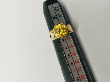Zonder minimumprijs - Ring - 18 karaat Geel goud - Citrino