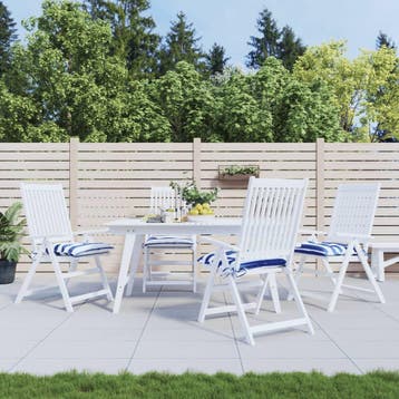 vidaXL Stoelkussens 4 st gestreept 40x40x7 cm stof wit en, Verzenden, Nieuw
