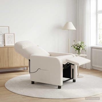 vidaXL Massage Relaxstoel Crèmekleurig Bouclé, Verzenden, Nieuw