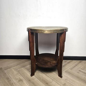 Table dappoint - Avec une lame en laiton. - Bois, Laiton -, Antiquités & Art