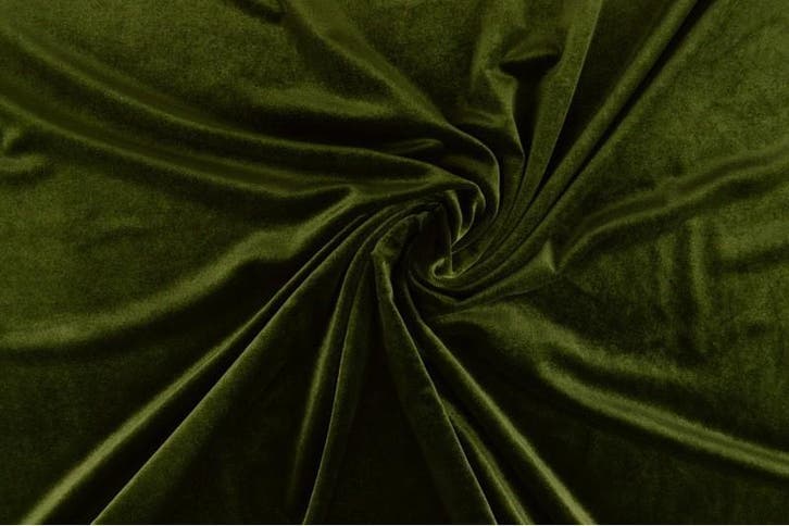 10 meter stretch fluweel - Mosgroen, Hobby en Vrije tijd, Stoffen en Lappen, 120 cm of meer, 200 cm of meer, Groen, Nieuw, Polyester
