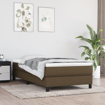 vidaXL Boxspring met matras stof donkerbruin 90x200 cm, Verzenden, Nieuw