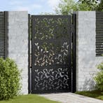 vidaXL Poort met bladontwerp 100x150 cm staal zwart, Tuin en Terras, Verzenden, Nieuw