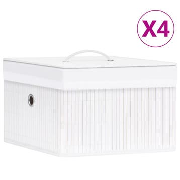 vidaXL Opbergboxen 4 st bamboe wit, Doe-het-zelf en Bouw, Kratten en Dozen, Verzenden, Nieuw