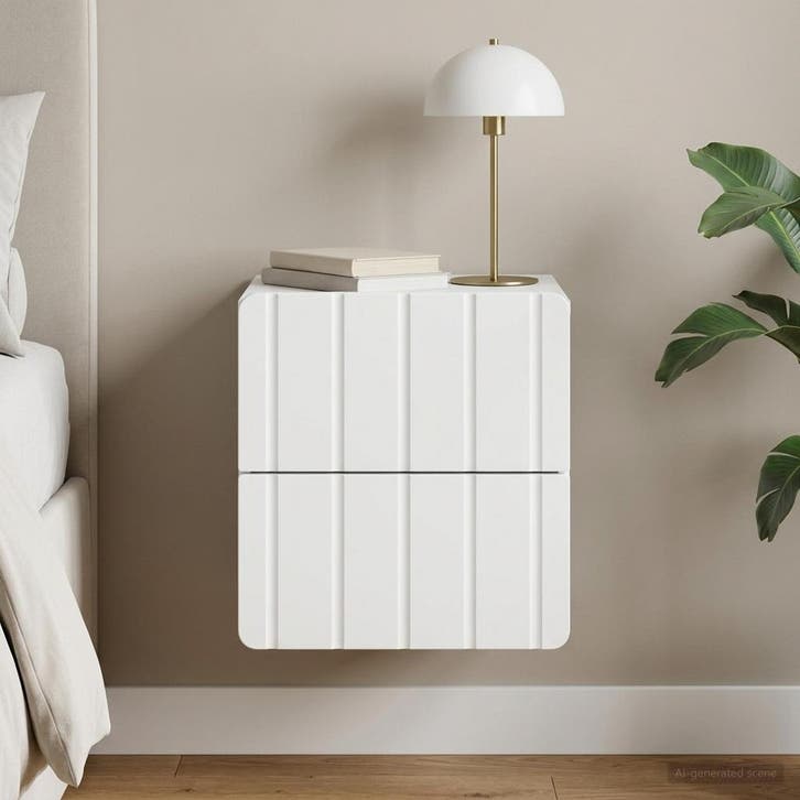 vidaXL Muurbevestigde Nachttafel Wit 33 x 34,5 x 43 cm, Huis en Inrichting, Slaapkamer | Nachtkastjes, Nieuw, Verzenden