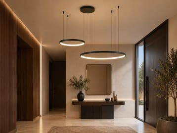 Veiling - Hanglamp Zand Zwart 80cm&40cm Duo Ring 50W LED CCT