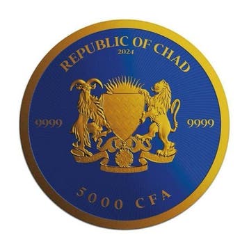 Tchad. 5000 Francs 2024 1 oz Chad Cannabis Royal Blue 24k