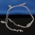 Fako Bijoux - Enkelbandje Verzilverd - Blaadjes - 22cm -, Handtassen en Accessoires, Enkelbandjes en Enkelkettinkjes, Verzenden