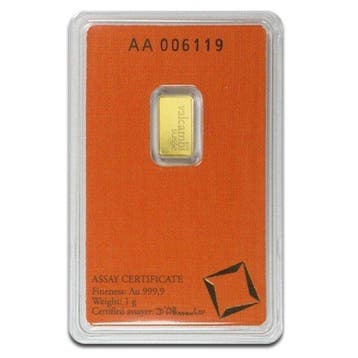 1 gram - Goud .999 - Valcambi, Switzerland, 1 Gram .9999