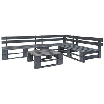 vidaXL 4-delige Loungeset pallet hout grijs, Verzenden, Nieuw, Loungeset