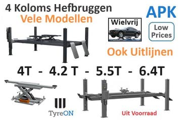 4 Koloms Hefbrug 4 - 5,5 - 6,4T Ook Uitlijnen, Wielvrij, APK, Nieuw