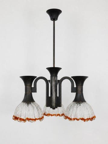 Lustre - verre travaillé en relief - Diffuseurs en verre