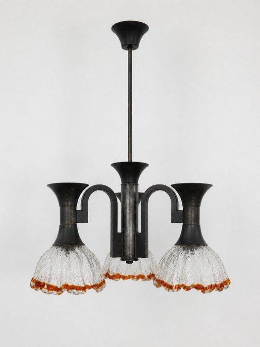 Lustre - verre travaillé en relief - Diffuseurs en verre, Antiquités & Art, Curiosités & Brocante