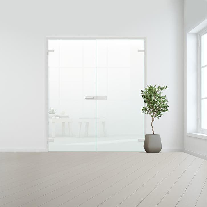 Glazen dubbele binnendeur voor opdek kozijn aluminium beslag, Doe-het-zelf en Bouw, Glas en Ramen, Nieuw, Verzenden