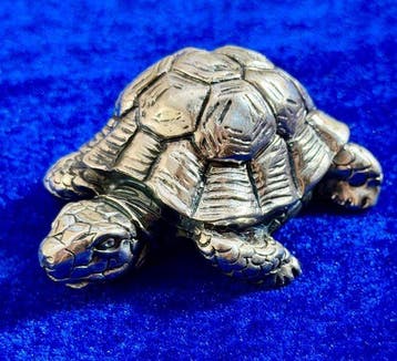 Beeldje - Well-detailed Tortoise (turtle) - .925 zilver