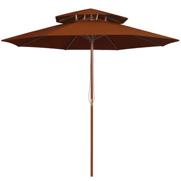 vidaXL Parasol dubbeldekker met houten paal 270 cm, Verzenden, Nieuw