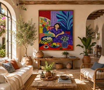 Adri Q 120 x 90 cm - La hora del café, Antiquités & Art, Art | Peinture | Moderne