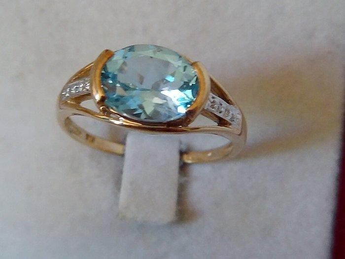 Zonder minimumprijs - Ring - 9 kt. Geel goud, Witgoud -, Bijoux, Sacs & Beauté, Bagues