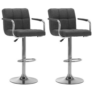 vidaXL Barstoelen 2 st stof donkergrijs, Verzenden