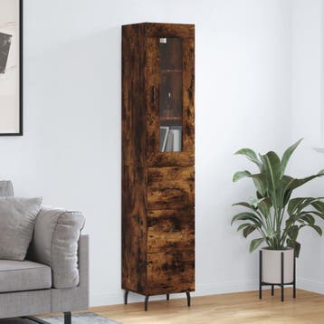 vidaXL Hoge kast 34,5x34x180 cm bewerkt hout gerookt, Verzenden, Nieuw