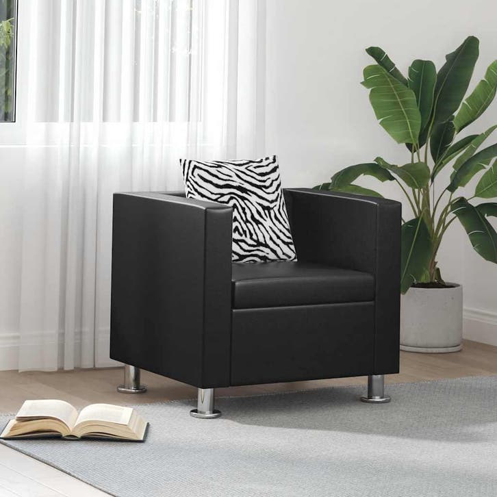 vidaXL Fauteuil kunstleer zwart, Maison & Meubles, Fauteuils, Envoi