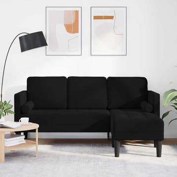 vidaXL bank / zetelstel met kussen Zwart Polyester, Verzenden