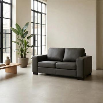 Leren bank Enjoy - 2 zits - Toledo Antracite (donkergrijs), Huis en Inrichting, 150 tot 200 cm, Nieuw, Ophalen of Verzenden, Modern