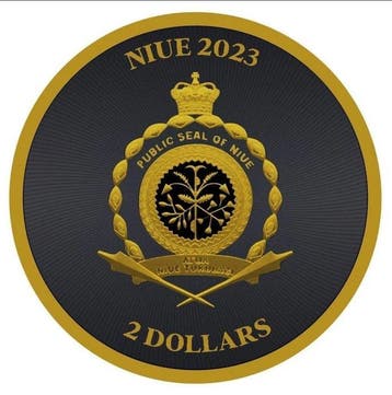Niue. 2 Dollars 2023 - Lucky Clover Black Platinum 24 kt