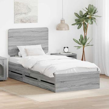 vidaXL Bedframe met lade Grijs Sonoma 90 x 200 cm, Verzenden, Nieuw