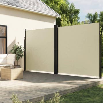 vidaXL Windscherm uittrekbaar 200x1000 cm crèmekleurig, Verzenden