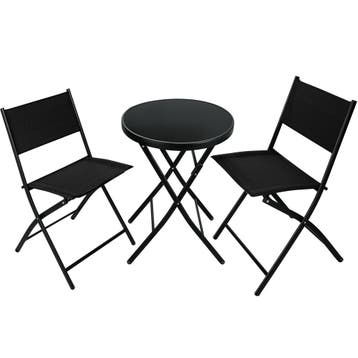 tectake Balkonset Düsseldorf 2+1 - zwart, Verzenden, Nieuw