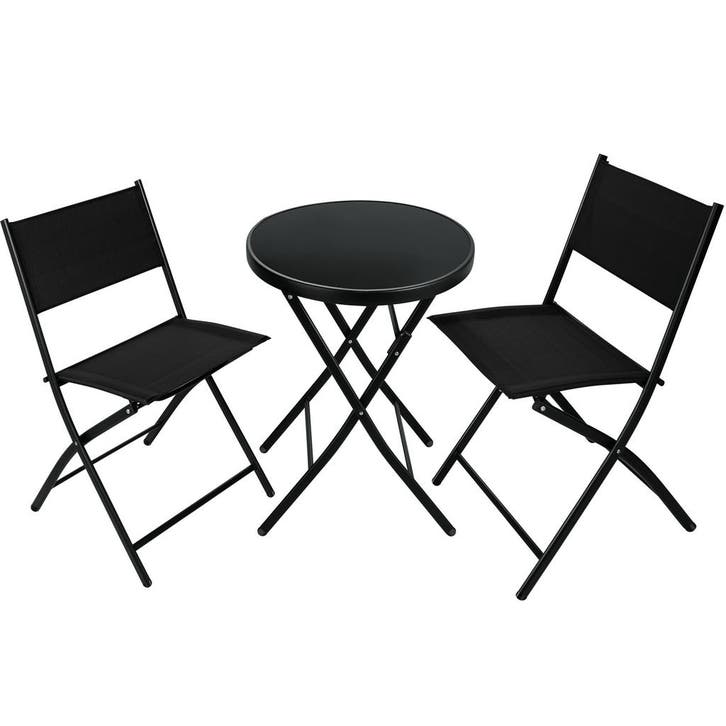 tectake Balkonset Düsseldorf 2+1 - zwart, Tuin en Terras, Tuinsets en Loungesets, Verzenden