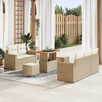 vidaXL Tuinbank Set 8 st 5-Aantal zitplaatsen Beige en Crème, Verzenden, Nieuw