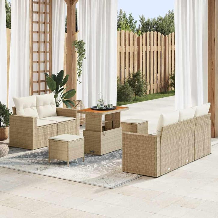 vidaXL Tuinbank Set 8 st 5-Aantal zitplaatsen Beige en Crème, Tuin en Terras, Tuinsets en Loungesets, Nieuw, Verzenden