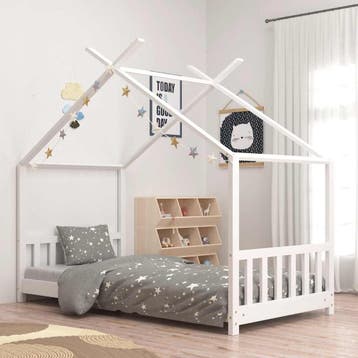 vidaXL Kinderbedframe massief grenenhout wit 70x140 cm, Verzenden, Nieuw