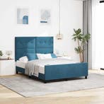 vidaXL Boxspring bed met hoofdeinde Donkerblauw 140 x 190 cm, Verzenden, Nieuw